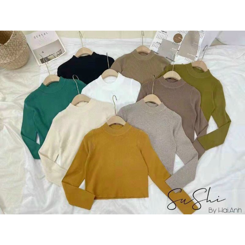 Áo len thỏ trơn croptop hàng QCL1