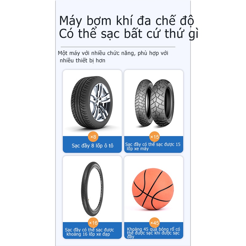 Máy Bơm Hơi Điện Tử Không Dây Kích Thước Nhỏ Gọn Tiện Dụng Cho Lốp Xe Hơi