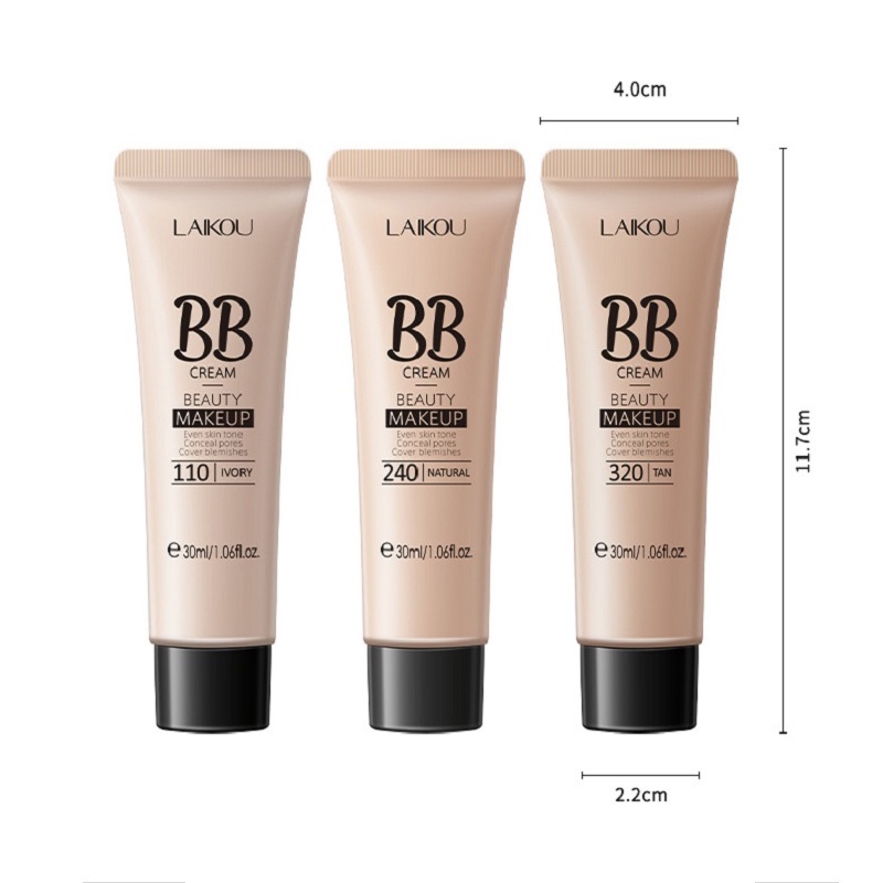 Kem Nền BB Dạng Lỏng Che Khuyết Điểm Làm Đều Màu Da Che Phủ Lỗ Chân Lông Kiềm Dầu Lâu Trôi Không Thấm Nước 3 Màu Sắc Tự Nhiên