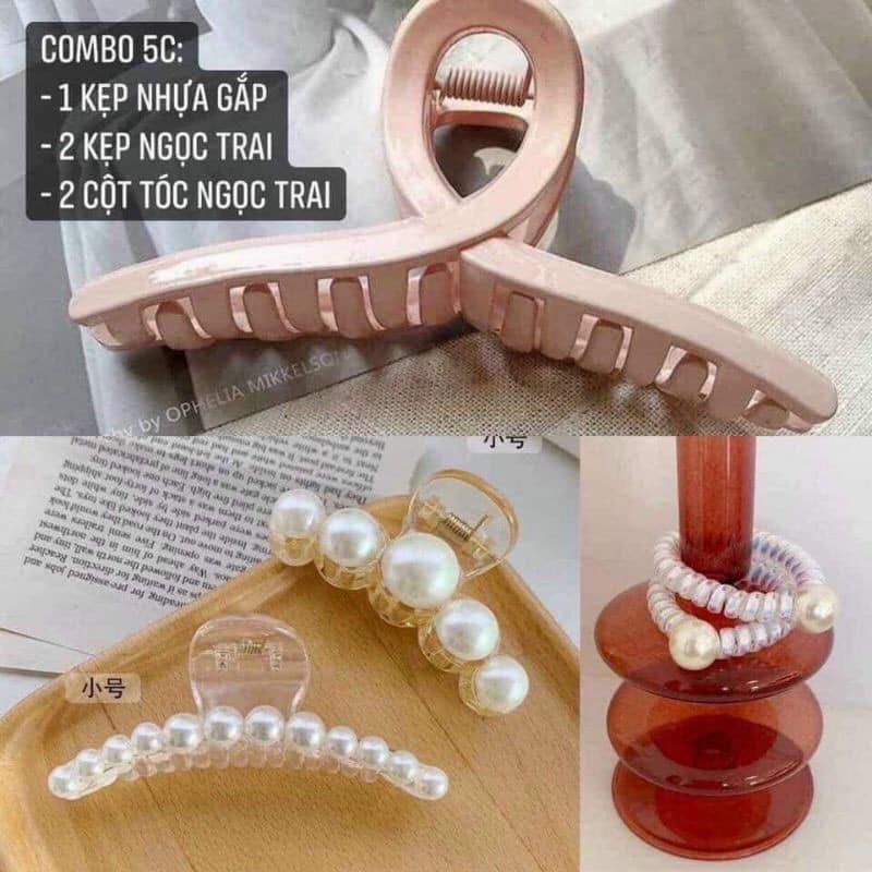 Set 5 chi tiết kẹp càng cua dây buộc tóc