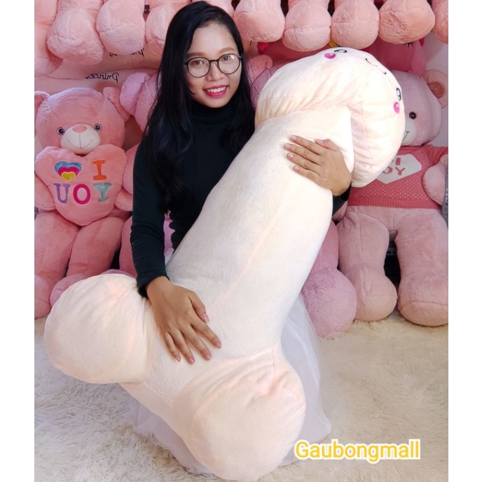 Gấu bông hình ciu dài gối ôm vải nhung mềm mại, nhồi bông gòn trắng size lớn