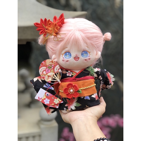 Áo kimono cho búp bê họa tiết lá phong cho búp bê trai và gái