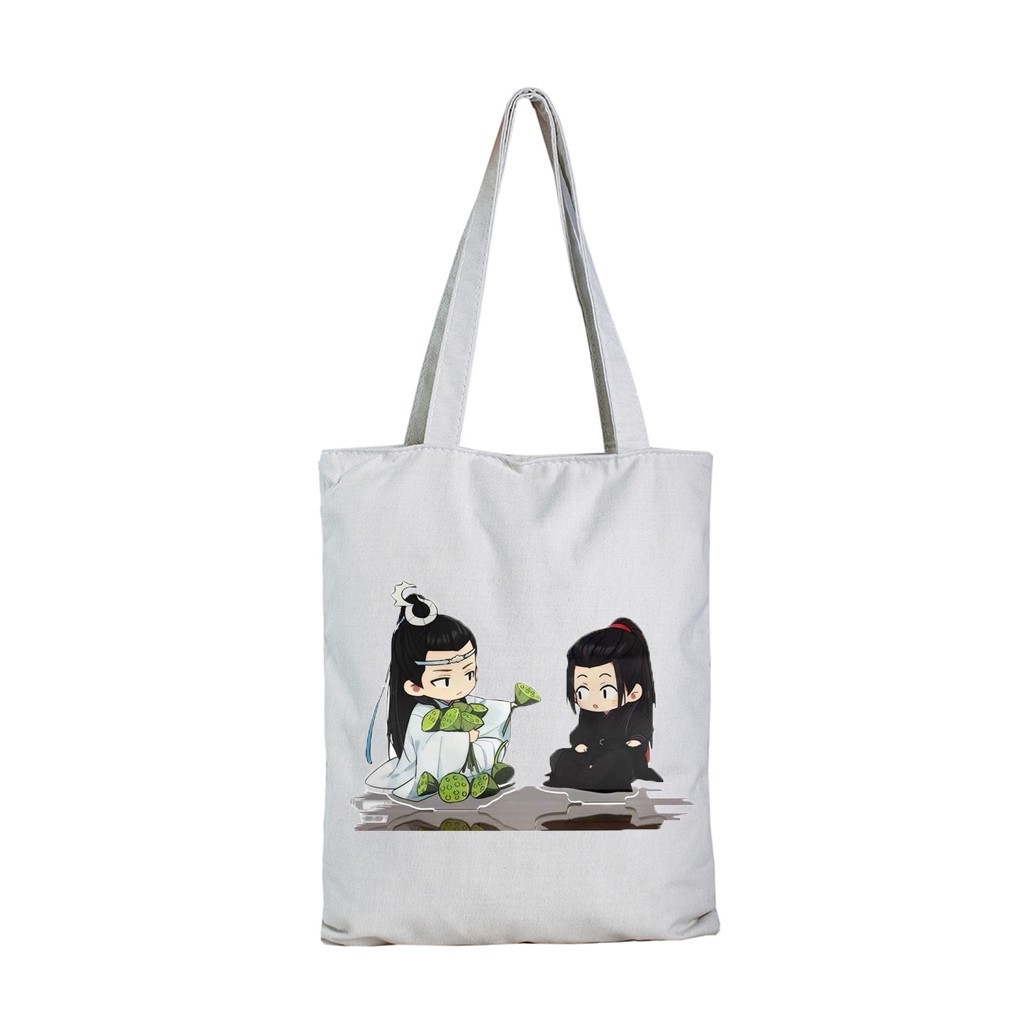 Túi tote vải in hình Bác Quân Nhất Tiêu Trần Tình Lệnh chibi