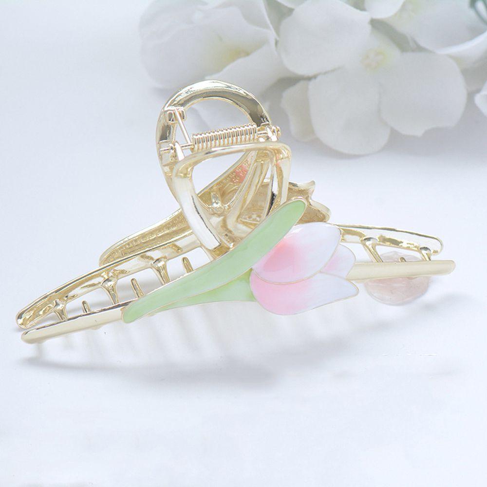 Kẹp Tóc Càng Cua Hình Hoa Tulip Bằng Kim Loại Dễ Thương Cho Nữ