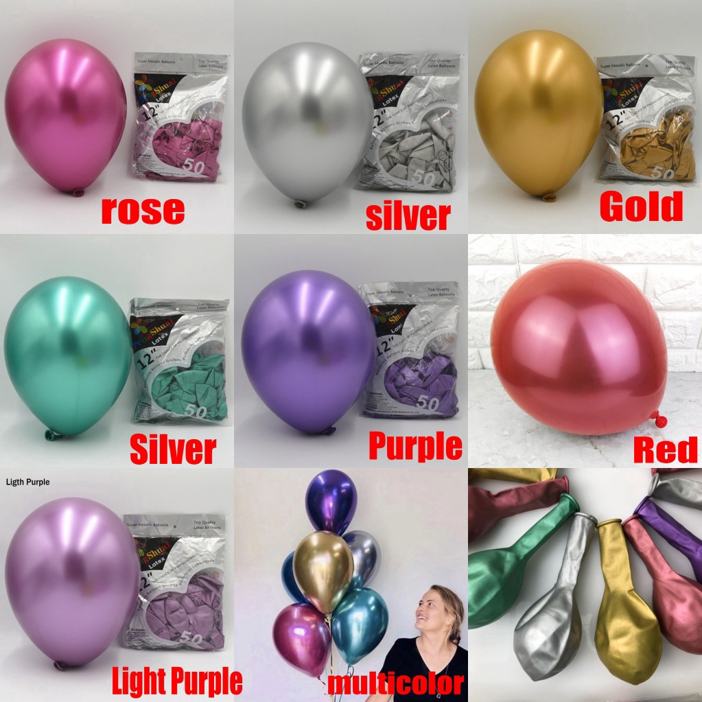 Set 10 bong bóng ánh kim loại dùng trang trí tiệc sinh nhật đám cưới