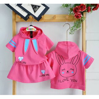 Set váy thỏ thun cotton 100% bé gái.