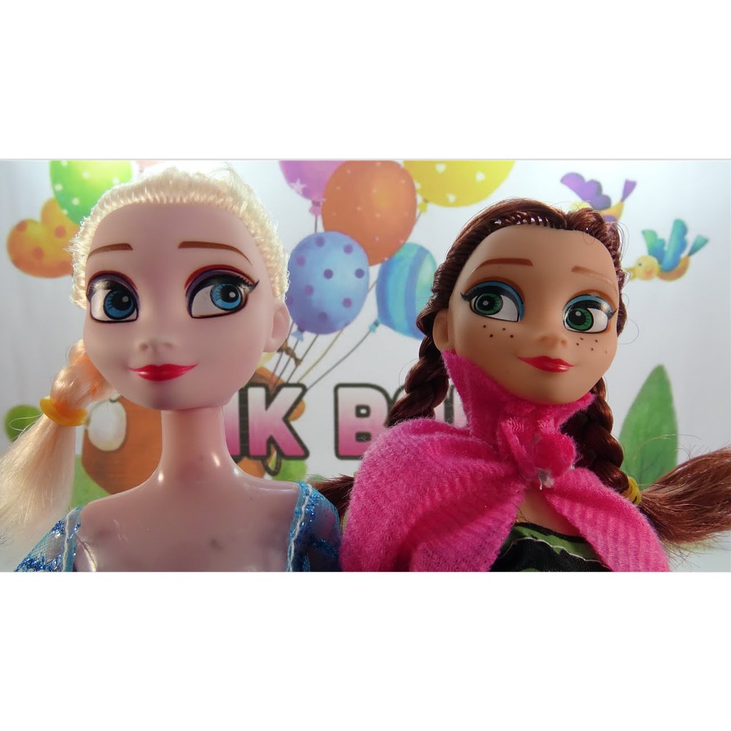 Búp bê Elsa &amp; Anna có khớp hộp ép kính 30cm