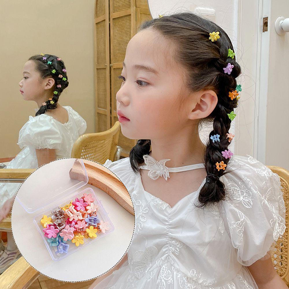 Hộp 20 Kẹp Tóc Nhỏ Màu Trơn Hình Hoa / Vương Miện Phong Cách Hàn Quốc Cổ Điển Thời Trang Cho Bé