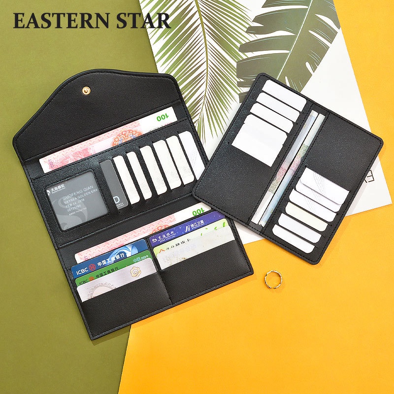 Ví da KAITIFEI dáng dài cầm tay bỏ túi gập nhỏ gọn nhiều ngăn đa năng phong cách retro thời trang cao cấp cho nữ
