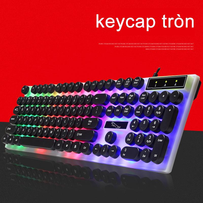 Bàn phím Punk G21 retro tròn keycap cơ có cảm giác phím backlight tròn Bàn phím chơi game usb [G21]