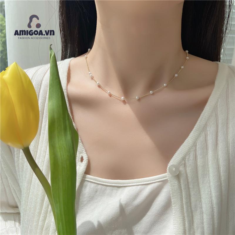 ✨✨Vòng cổ choker Smileday đính ngọc trai thời trang Hàn Quốc cho nữ