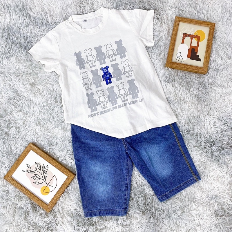 Áo phông bé trai in gấu Mos chi no hot trend