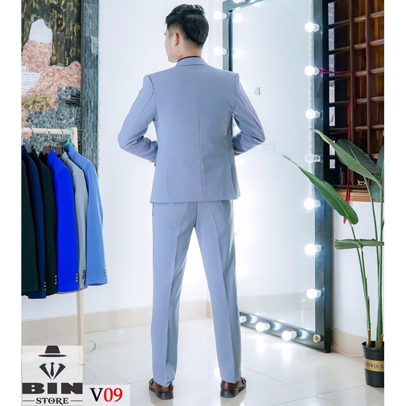 [Xả Kho] bộ vest nam, áo vest nam màu ghi sáng gồm 1 áo vest + 1  quần vest, vest cưới, vest công sở sang trọng,lịch lãm