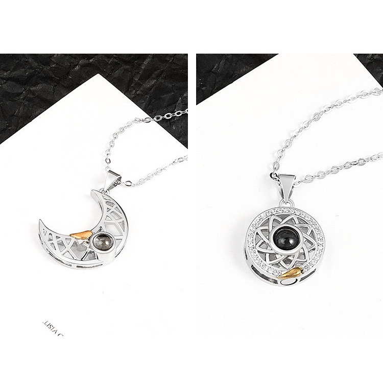 TikTok Vòng cổ cặp đôi từ tính / mặt trăng / mặt trời / mặt trời / cá tính làm quà tặng Valentine