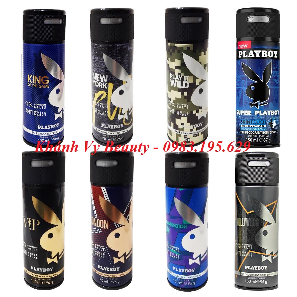 Xịt Khử Mùi PlayBoy Anti White Marks 24h Parfum Deodorant 150ml