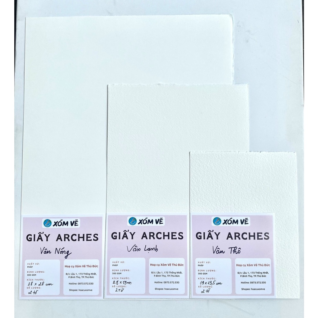 [XÓM VẼ] Giấy vẽ màu nước ARCHES 300gsm tờ lẻ A5 / A4 / A3