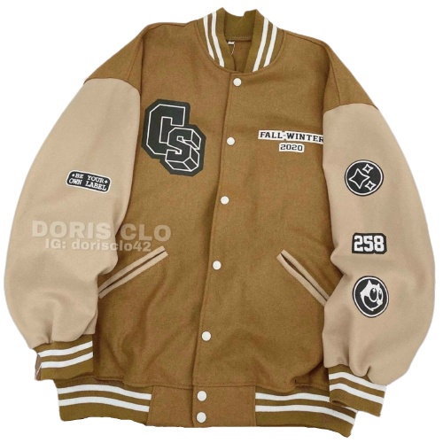 Áo Khoác Bomber Bóng Chày Nam Nữ Unisex Chất Nỉ Dày Dặn Logo CS Thời Trang