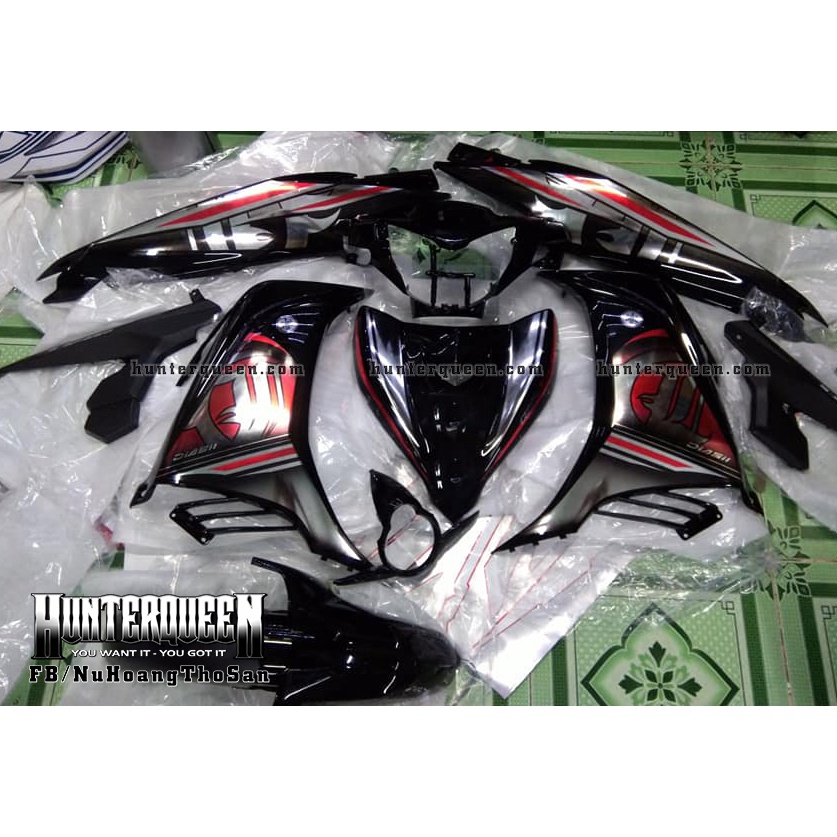 Tem rời dán xe Exiter 135 đen (2011-2014). LC chất liệu crom cao cấp