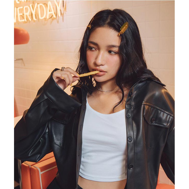 Áo khoác da sơ mi 2 túi trước nữ Air Space 2030126008 | BigBuy360 - bigbuy360.vn