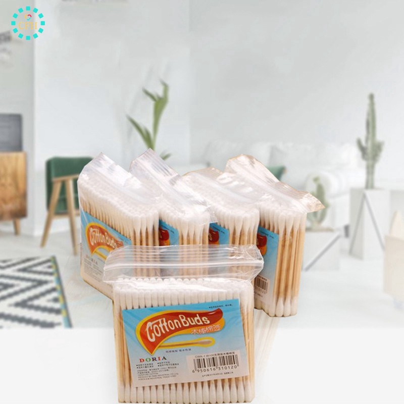 【cfh】Túi 80 Cây Tăm Bông Trang điểm Hai đầu Q Bằng Gỗ