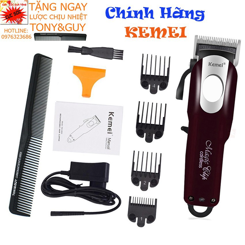 Tông Đơ Cắt Tóc Kemei 2600 Công Suất 9w Mạnh Mẽ Lưỡi Carbon Mạ Crôm Cao Cấp Bền Bỉ