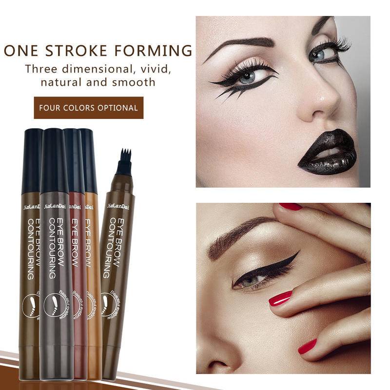 Bút Kẻ Lông Mày Dạng Lỏng 4 Điểm 5 Màu Tùy Chọn Chống Nước Tiện Dụng