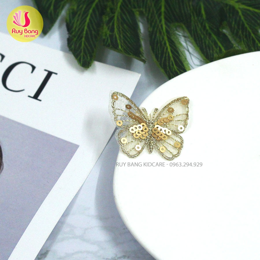 Bướm ren đính kim sa 3D dùng đính váy, áo dài hoặc phụ kiện tóc