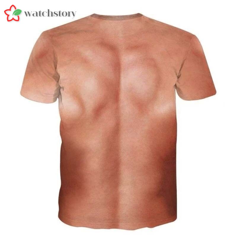 Áo nam ngắn tay in hình cơ bắp 3D