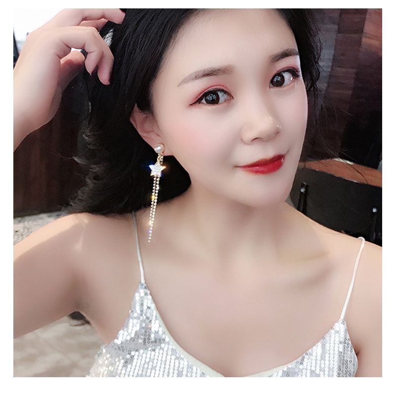 Bông Tai Dài Hình Ngôi Sao Và Mặt Trăng Thời Trang