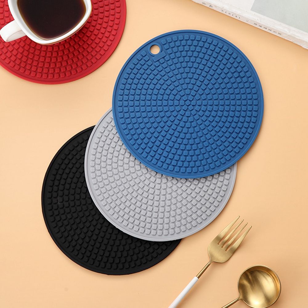 Đế lót nồi bằng silicon chịu nhiệt chống trượt hình tròn họa tiết vân tổ ong nhiều màu sắc