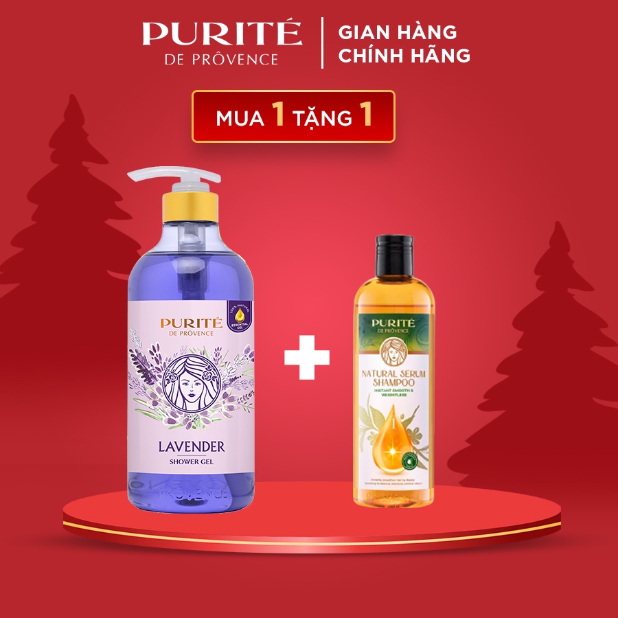 Combo Sữa Tắm Thiên Nhiên Purité Hoa Oải Hương 850ml + Dầu gội Purité serum thiên nhiên không bết dầu 330ml | BigBuy360 - bigbuy360.vn