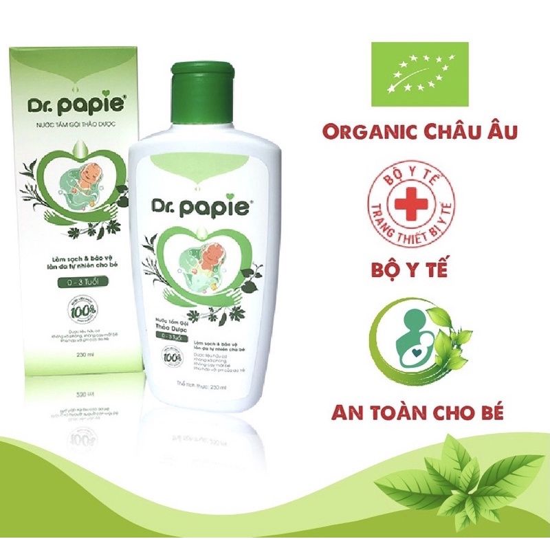 Nước Tắm Gội Thảo Dược Dr Papie 230ml ( 0- 3 tuổi )