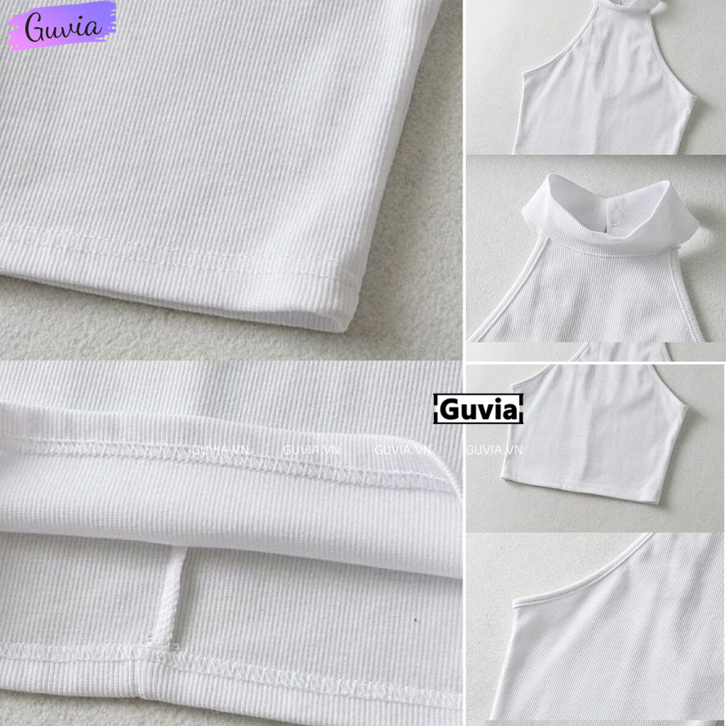 Áo Croptop YẾM CỔ LỌ Nữ Thun Gân Ulzzang Kiểu Ôm Body, Áo Thun Phong Cách Sexy Thời Trang GUVIA CR56