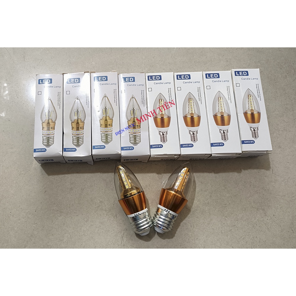 Bóng đèn tháp LED (hình quả nhót) đuôi xoáy E27 màu  trằng, vàng