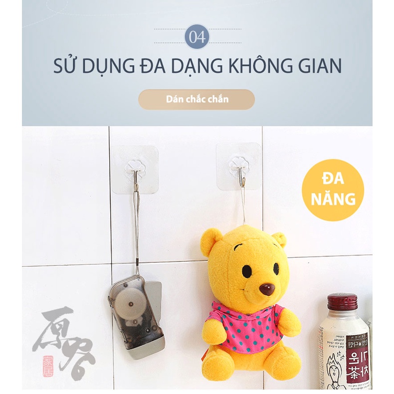 Combo 2 Móc Dán Tường Siêu Dính Trong Suốt Chịu Lực Treo Tường Treo Đồ Dùng Chắc Chắn
