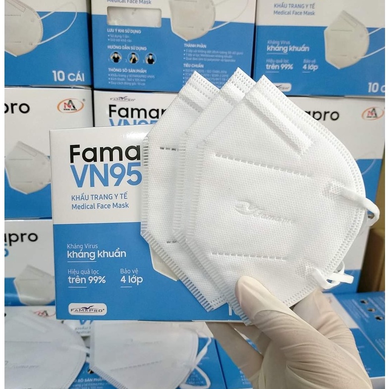 Combo 5 hộp 50 cái Khẩu Trang VN95 KHÔNG VAN FAMAPRO NAM ANH CHÍNH HÃNG HỘP 10CÁI