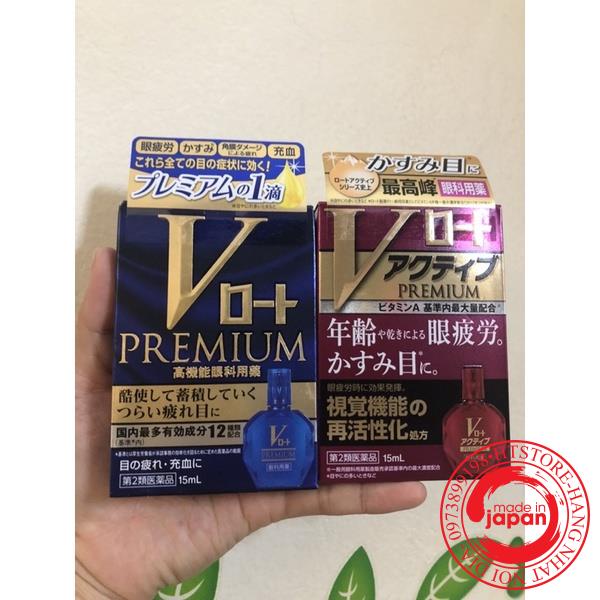 Nhỏ mắt Rohto V+ Premium đỏ xanh 15ml  Nhật bản