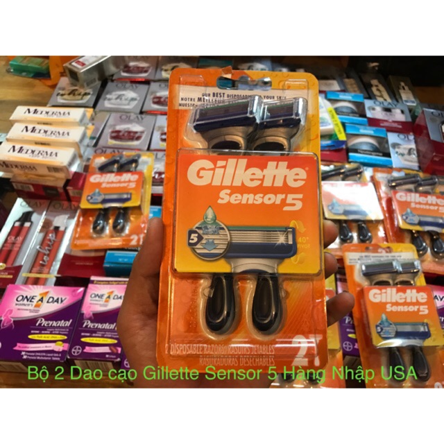Bộ 2 Dao cạo Gillette Sensor 5 Lưỡi Hàng Của Mỹ