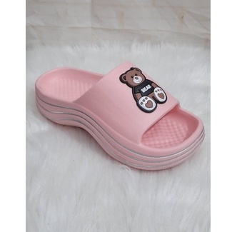 DÉP NỮ SIÊU NHẸ HÌNH GẤU ĐẾ SỌC CAO 3CM ( ĐẶT TĂNG LÊN 1 SIZE)