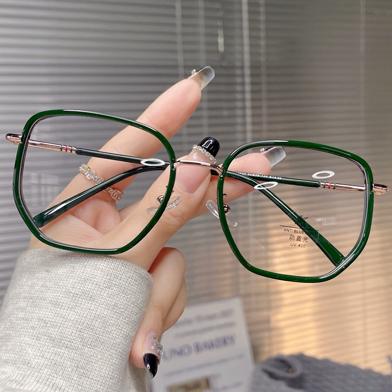 Mắt Kính Gọng Kim Loại Chống Bức Xạ Phong Cách Retro Hàn Quốc Cho Nam Nữ