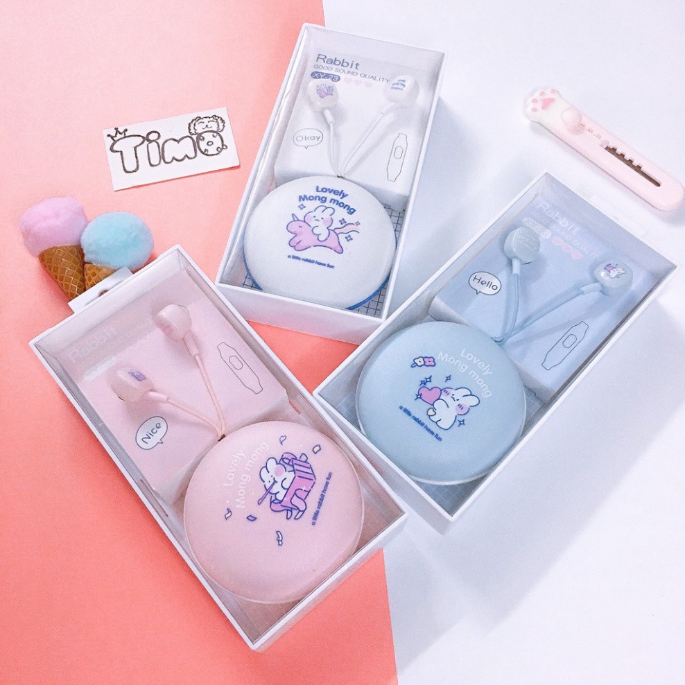 Tai Nghe Dễ Thương Cute Nhét Tai Âm Thanh Hay Có Mic Kèm Hộp Đựng Xinh Hỗ Trợ ĐT Android ip,ĐT táo Samsung Laptop