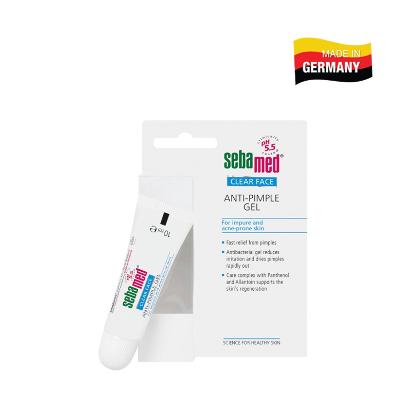 Gel giảm mụn kháng khuẩn &amp; làm dịu da Sebamed Clear Face Anti-Pimple pH5.5 (10ml)