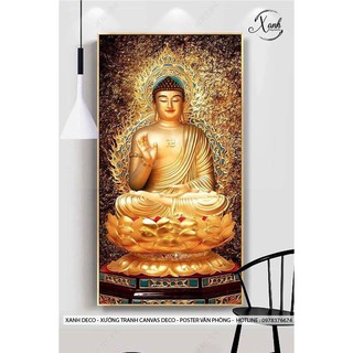 Tranh canvas phật vàng tặng đinh treo tranh