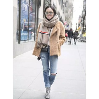 (ẢNH THẬT) KHĂN CỔ LEN DẠ THOM BROWNE