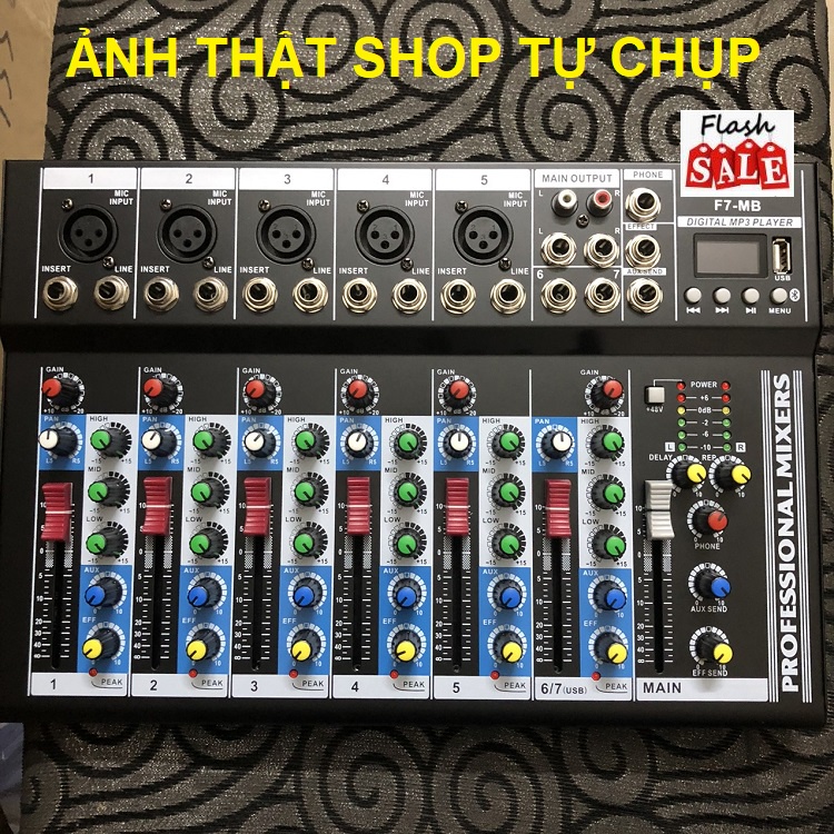 Mixer F7- MB Bluetooth, Tặng Jack 6 Ly ra 3.5 - Chuyên Hát Karaoke Livestream - Mới Có Trên Thị Trường