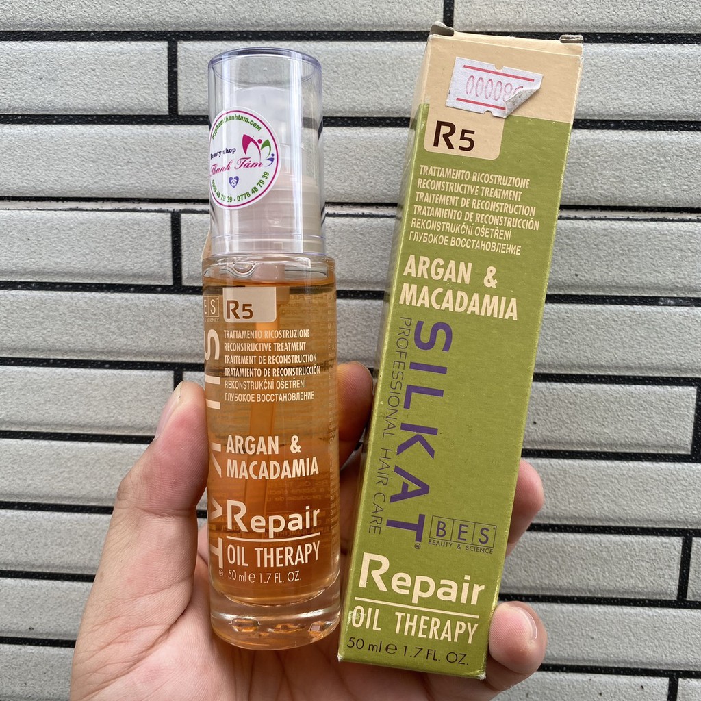 Tinh dầu bảo vệ đa chức năng và phục hồi cho tóc Bes Hergen Silkat Repair R5 Oil Therapy