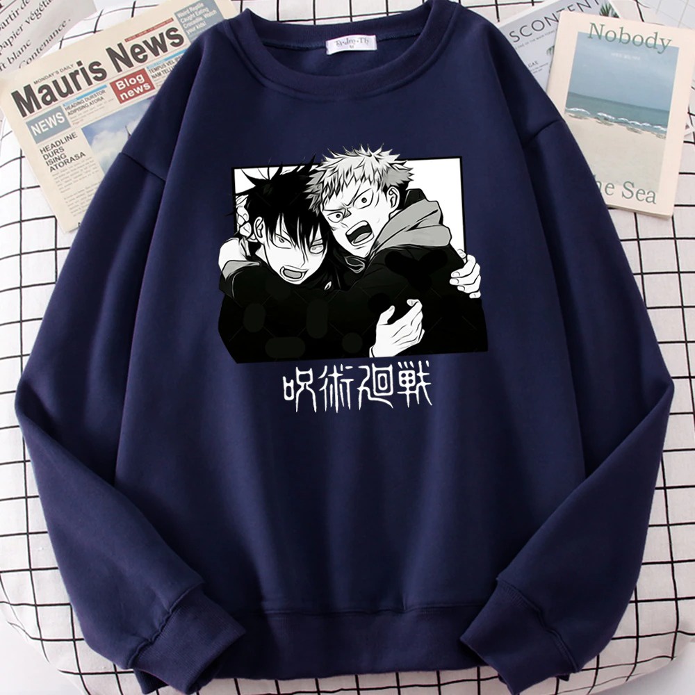 Cửu Âm Chân Kinh Kaisen Anime Truyện Tranh Gojou Satoru In Áo Nỉ Nam Thời Trang Mùa Đông Hoodie Cổ Tròn
