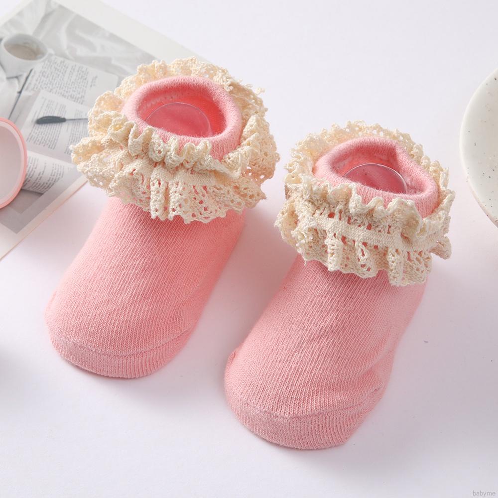 Vớ cotton cổ thấp phối ren thoáng khí phong cách công chúa dễ thương cho bé gái