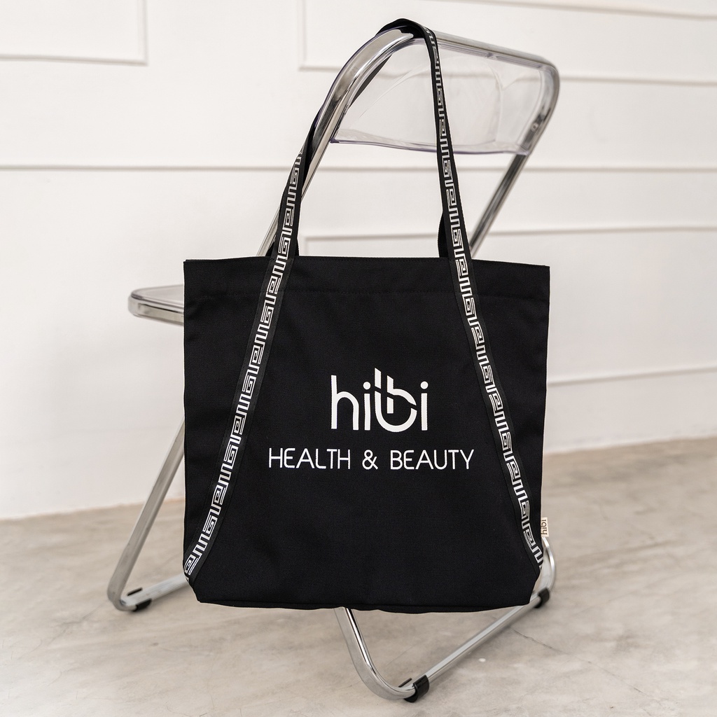 Túi Tote đi tập dây chéo Hibi Sports A005 - đen dây trắng, chất liệu Canvas cao cấp, có khóa kéo và túi trong