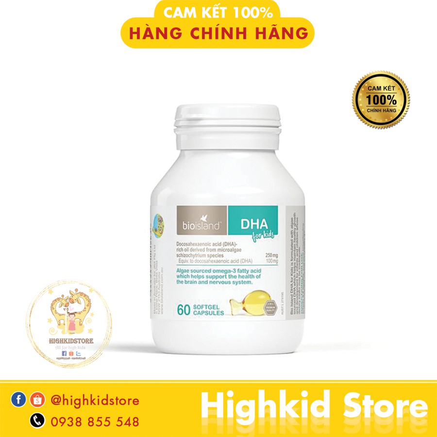 Viên uống bổ sung DHA cho trẻ bioisland Úc - Hộp 60 viên